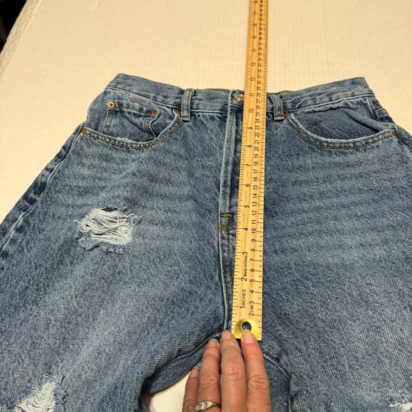 PACSUN Women's Dad Jeans Size 27 Distressed Knees Button Fly Medium Wash - Picture 5 of 7